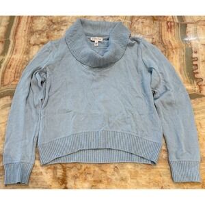 St. John Sport Womens Pullover Sweater Blue Knitted Cowl Neck Long Sleeve Size S